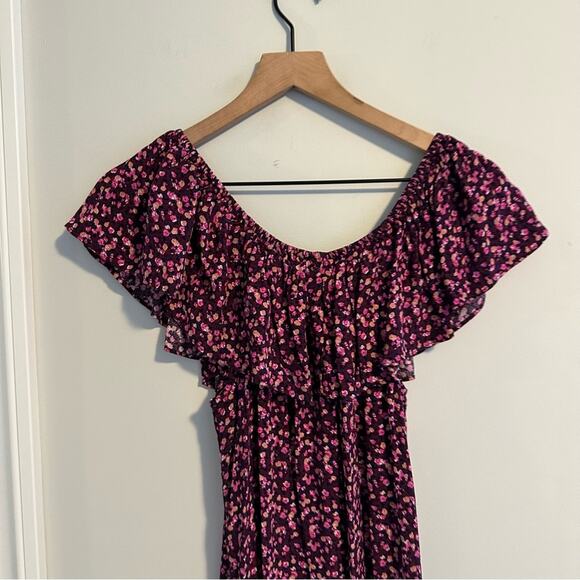 Forever 21 Purple Floral Swing Mini Dress Medium - Picture 6 of 8